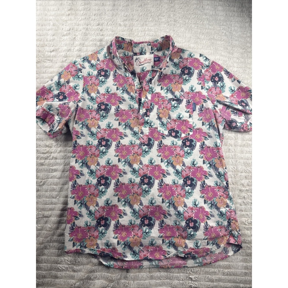 Chubbies Friday Shirt Men Medium Pink "The Wedding Crasher" Hawaiian Floral EUC
